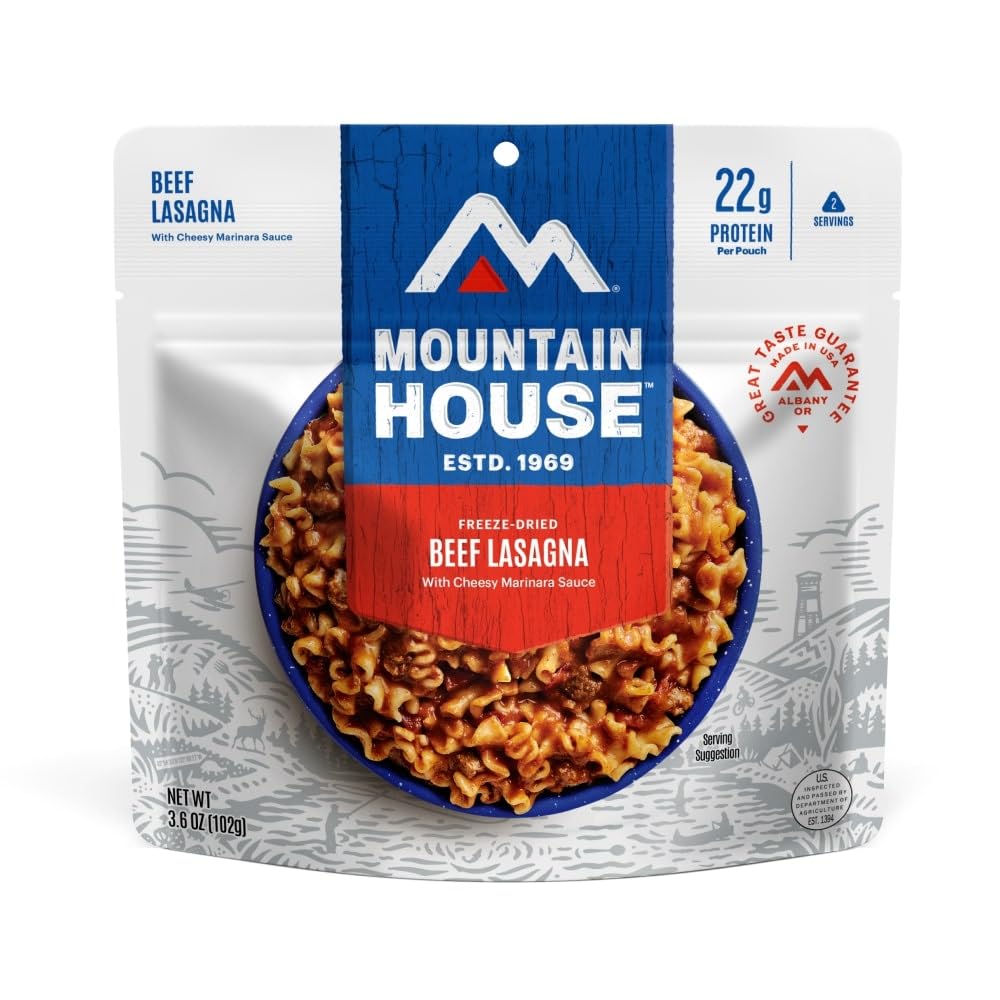 Mountain House Lasagna with Meat Sauce | Freeze Dried Backpacking  Camping Food |2 Servings