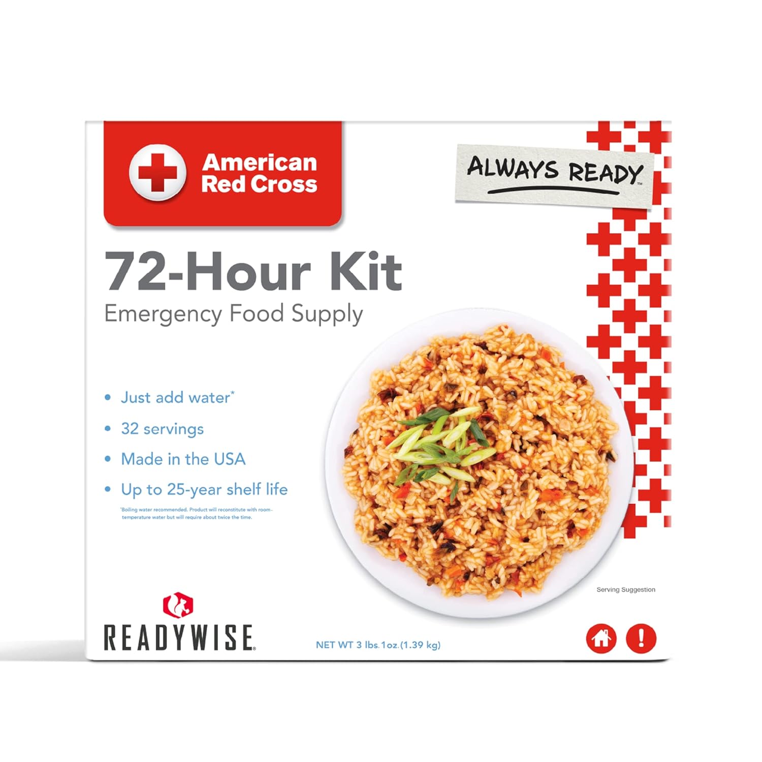 American Red Cross 72-Hour Emergency Food Kit, Freeze-Dried Disaster Kit for Hurricane Preparedness, Camping Food, Prepper Emergency Supplies