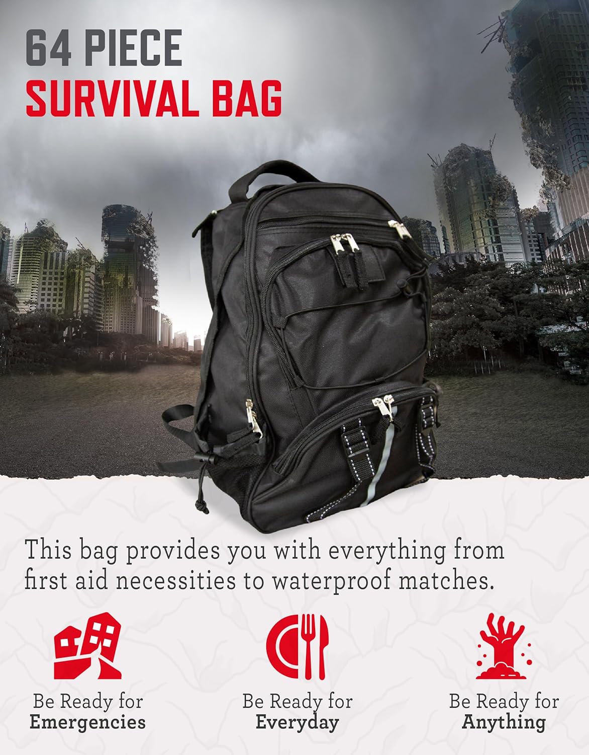 ReadyWise Emergency Survival Backpack, Bug-Out Bag Freeze-Dried Disaster Kit for Hurricane Preparedness, Camping Food, Prepper Emergency Outdoor Hunting