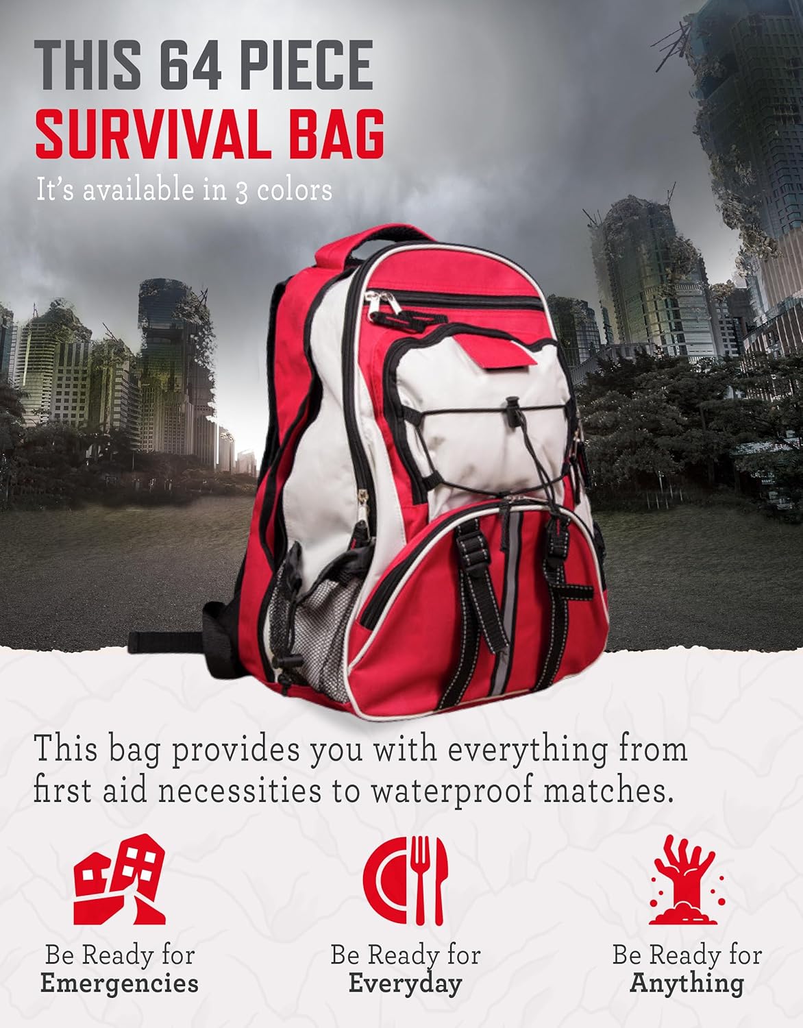 ReadyWise Emergency Survival Backpack, Bug-Out Bag Freeze-Dried Disaster Kit for Hurricane Preparedness, Camping Food, Prepper Emergency Outdoor Hunting