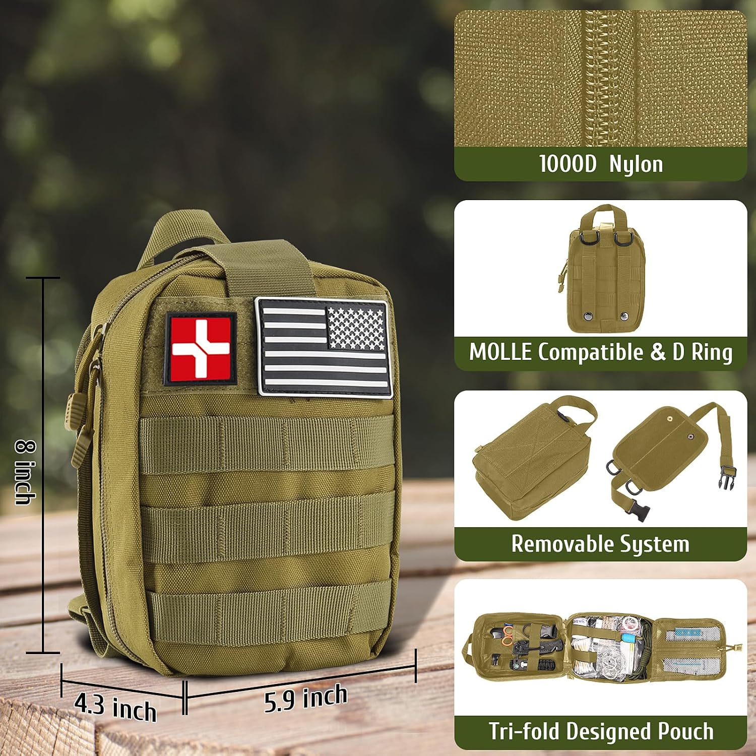 Survival Kits, Survival First Aid Kit, Trauma Kit with Essential Survival Gear Emergency Medical Supplies for Hiking Camping Backpacking Outdoor Adventure, Gifts for Christmas Him Dad