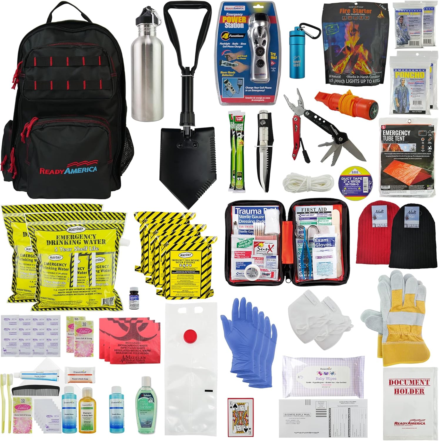 Ready America 72 Hour Elite Emergency Kit, 2-Person, 3-Day Backpack, Includes First Aid Kit, Survival Blanket, Emergency Food, Portable Disaster Preparedness Go-Bag for Earthquake, Fire, Flood