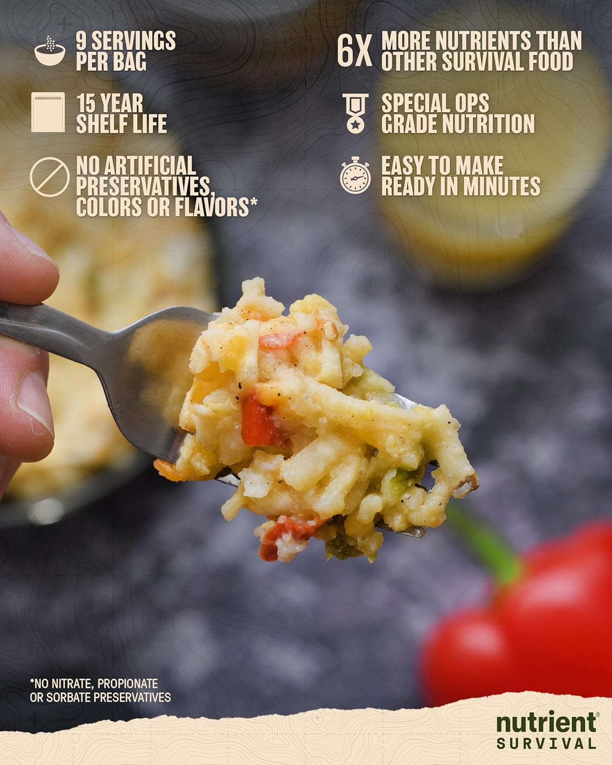 Nutrient Survival Vitamin Powdered Milk  MRE Homestyle Scramble Eggs, Ready to Eat Meal, Emergency Food Supply, Shelf Stable Up to 25 Years