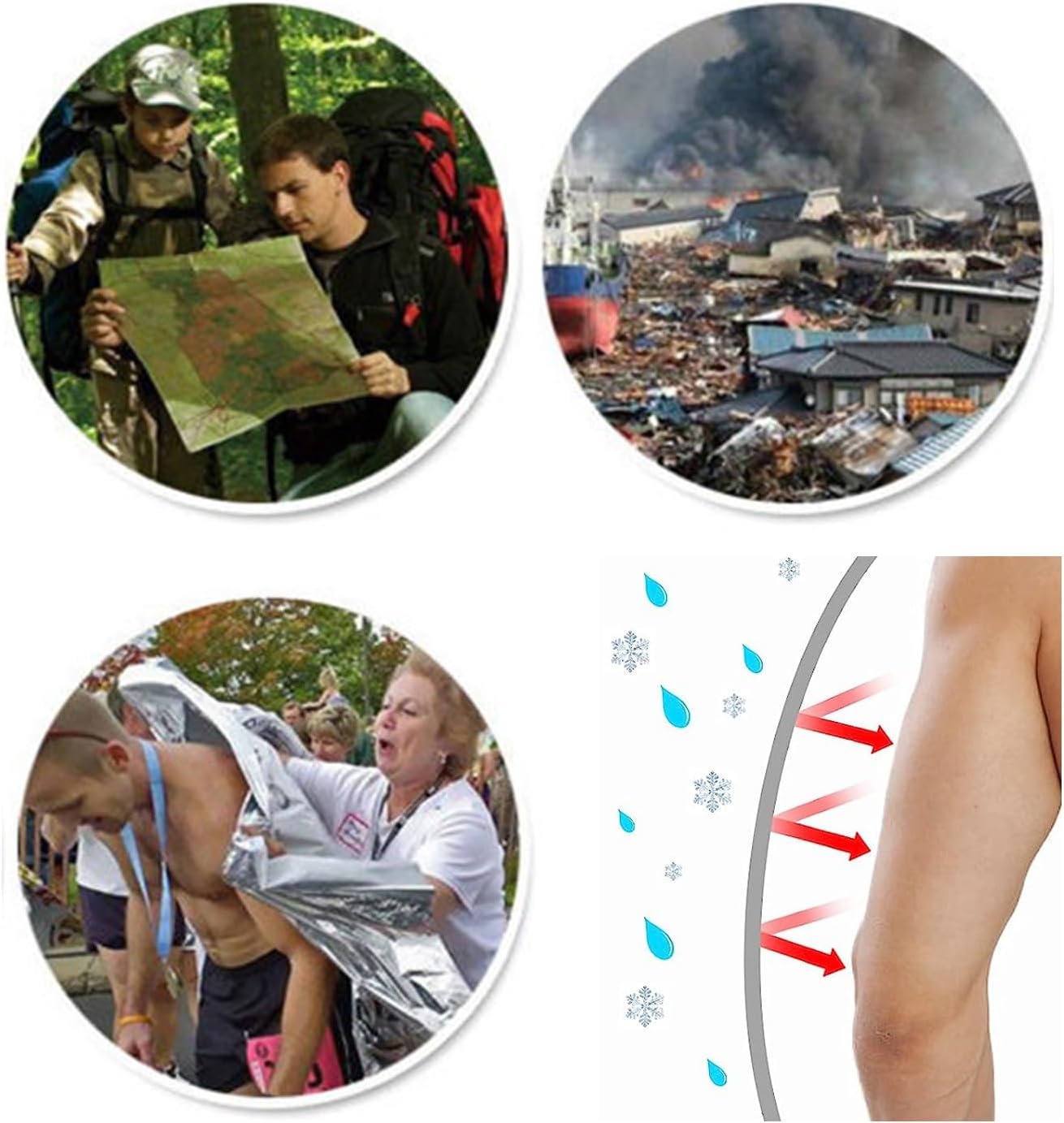 Emergency Mylar Thermal Blanket kit (Pack of 6), 52 Length x 84 Width, Silver Disposable Sheets for Travel