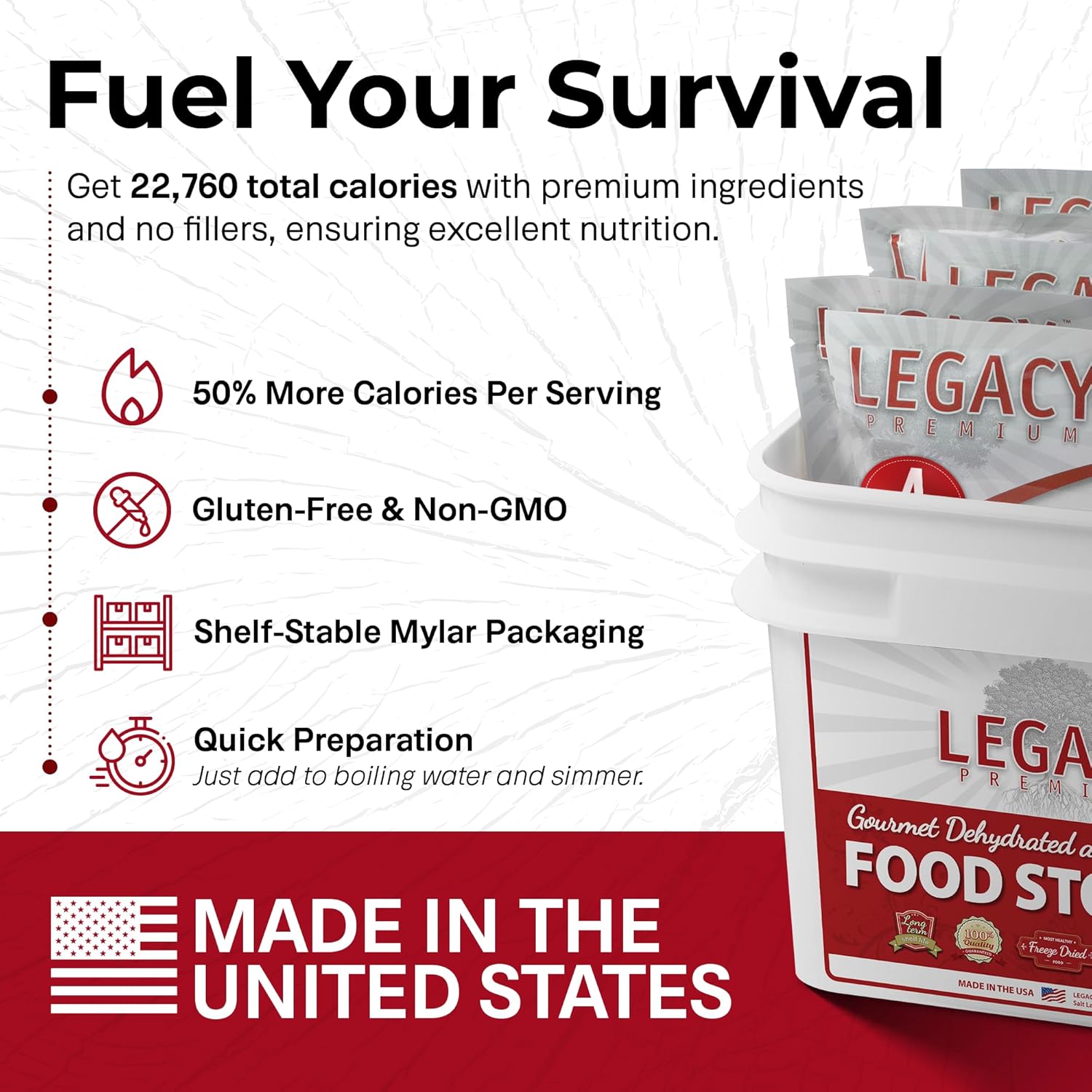 Legacy Food Storage Gluten Free 3 Day Kit, Emergency Food Supply, 12,080 Total Calories, 32 Large Servings, Shelf Stable, Freeze Dried Survival Meals for MRE Camping, Hiking,  Backpacking