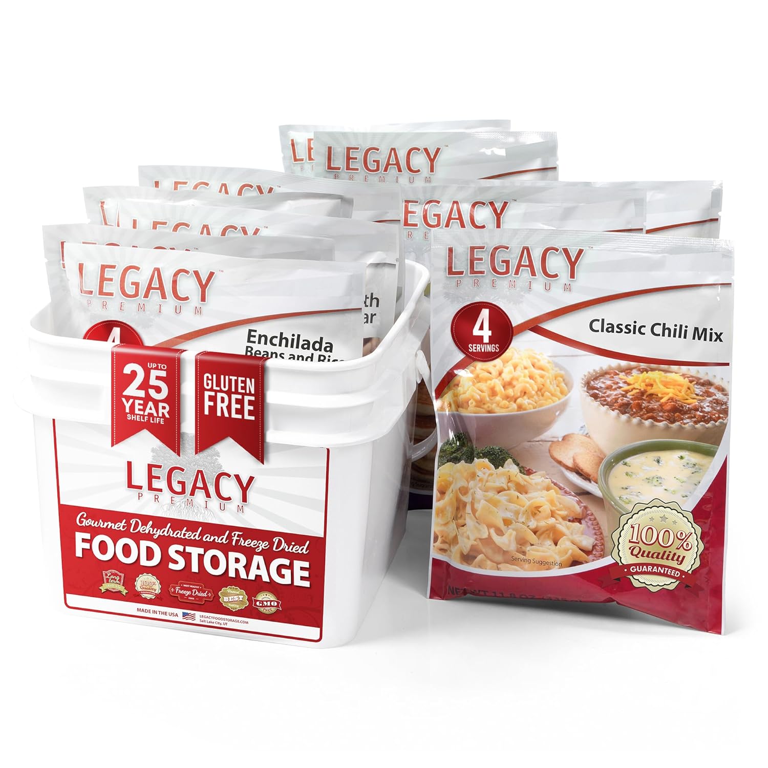 Legacy Food Storage Gluten Free 3 Day Kit, Emergency Food Supply, 12,080 Total Calories, 32 Large Servings, Shelf Stable, Freeze Dried Survival Meals for MRE Camping, Hiking,  Backpacking