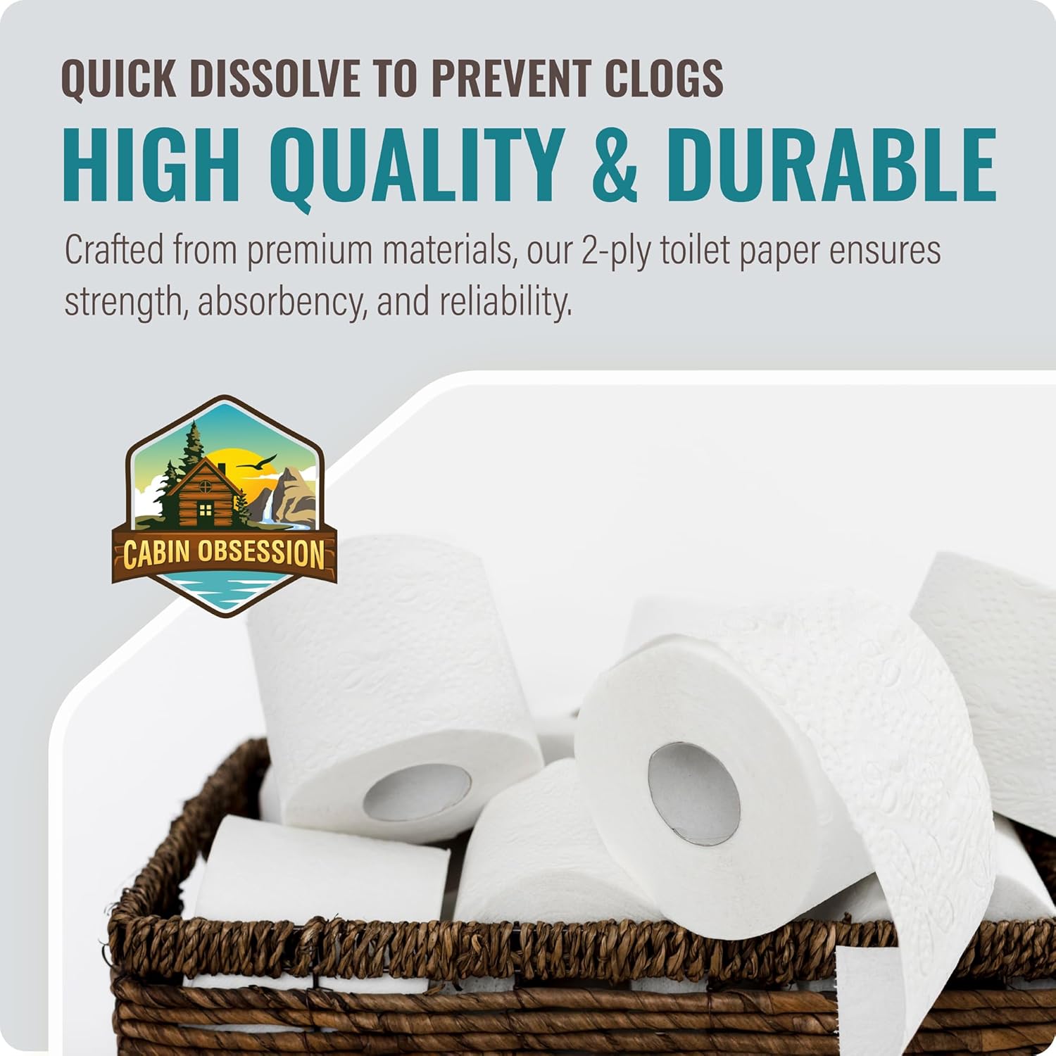 RV Toilet Paper - 12 Pack Septic Safe Toilet Paper 2-Ply Quick Dissolving Camper Toilet Paper Septic Safe to Prevent Clogs - Perfect for Automotive RVs, Septic Tank Systems, Boats, and Camping
