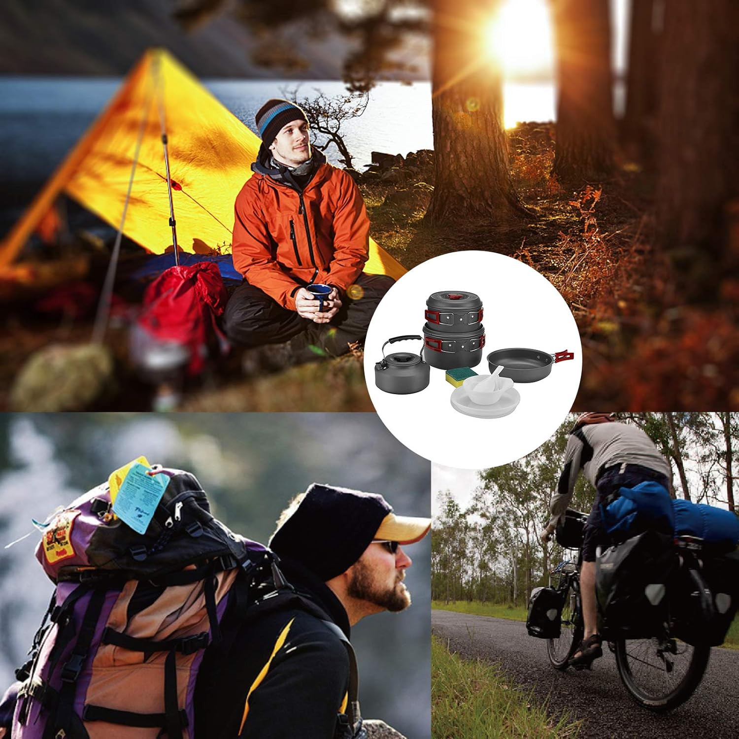 Bulin 24/13/11/8PCS Camping Cookware pots and Pans Backpacking Cooking Set Lightweight Cookware Mess kit Outdoor Cook Gear for Family Hiking Picnic