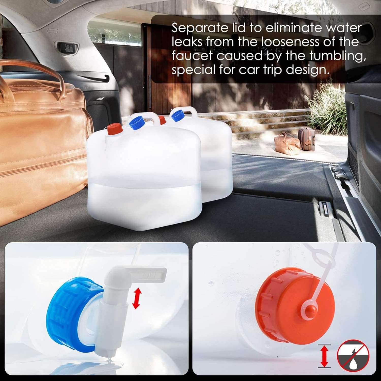 Collapsible Water Storage Container Jug with Spigot, 5.3 Gallon BPA Free Camping Water Bag Water Carrier for Hiking Backpacking  Emergency Survival Kit, Foldable Portable Water Canteen
