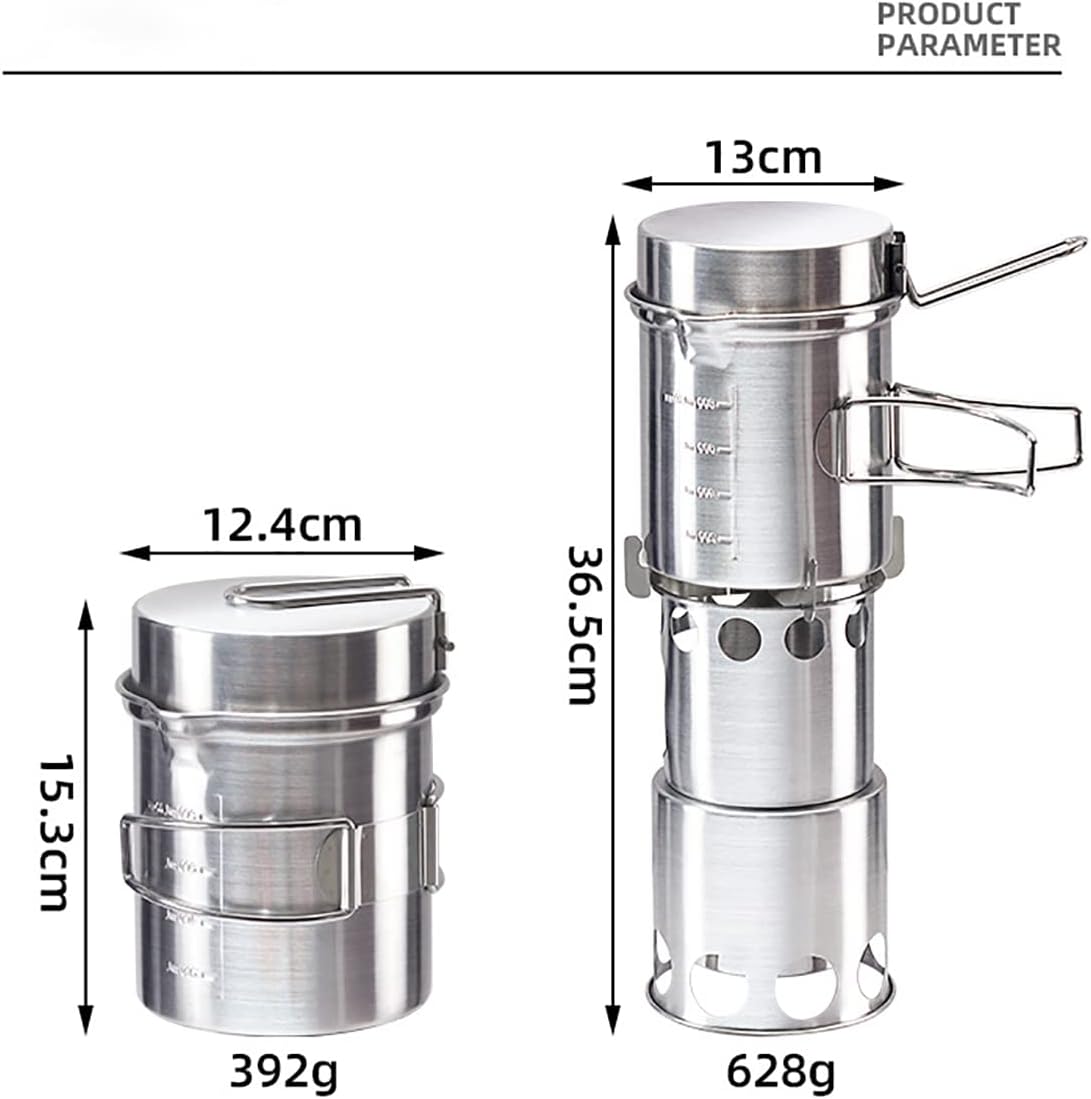Portable Cookware Set with Stove Stainless Steel Cooking Set Lightweight Camping Cooking Pot Survival Cooking Kit for Camping Hiking and Picnic Backpacking