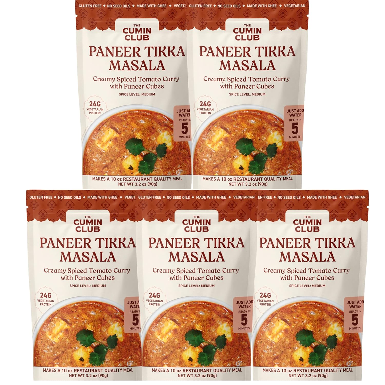 The Cumin Clubs Instant Paneer Tikka Masala - Authentic Indian Meal with Regional Flavors, Ready to Eat in Just 5 Minutes - Pack of 5 Pouches for Convenient and Delicious India Cuisine at Home The Cumin Clubs Instant Paneer Tikka Masala - Authentic Indian Meal with Regional Flavors, Ready to Eat in Just 5 Minutes - Pack of 5 Pouches for Convenient and Delicious India Cuisine at Home