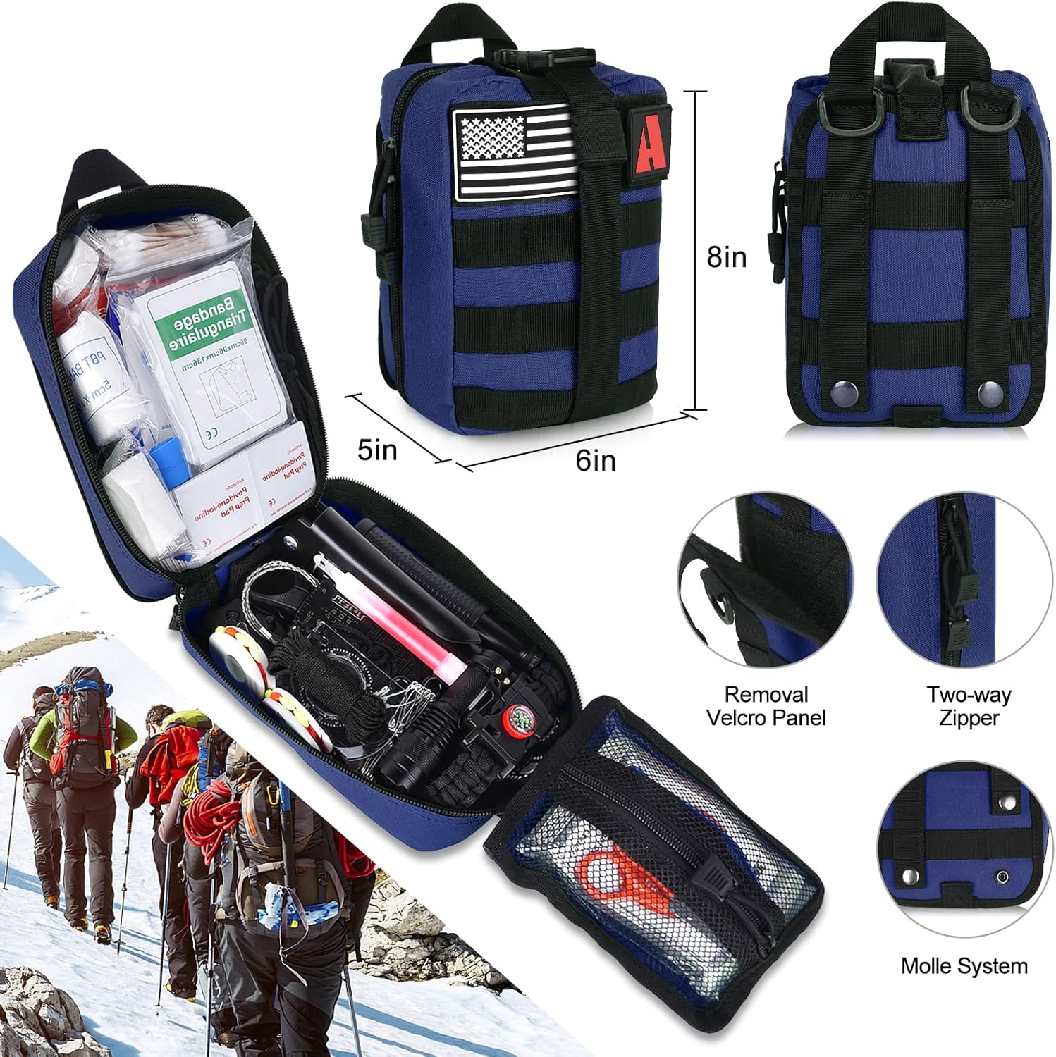 Emergency Survival Kit 257 pcs Professional Survival Gear Tool Tactical First Aid Kit Outdoor Trauma Bag with Molle Pouch for Camping Hiking Emergency Survival Kit 257 pcs Professional Survival Gear Tool Tactical First Aid Kit Outdoor Trauma Bag with Molle Pouch for Camping Hiking