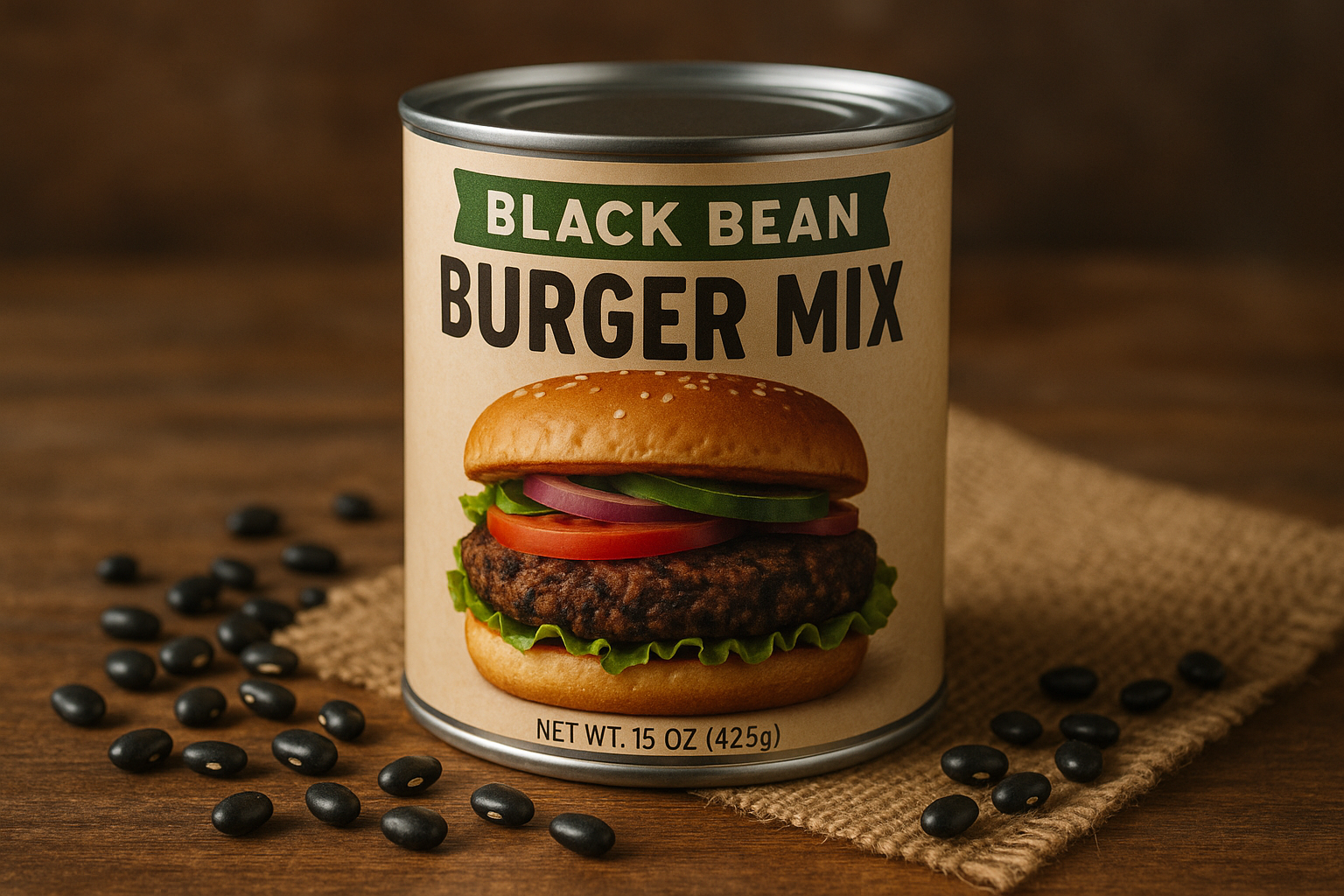 4Patriots Black Bean Burger Mix #10 Can: Tasty Survival Food Designed to Last 25 Years, 38 Servings