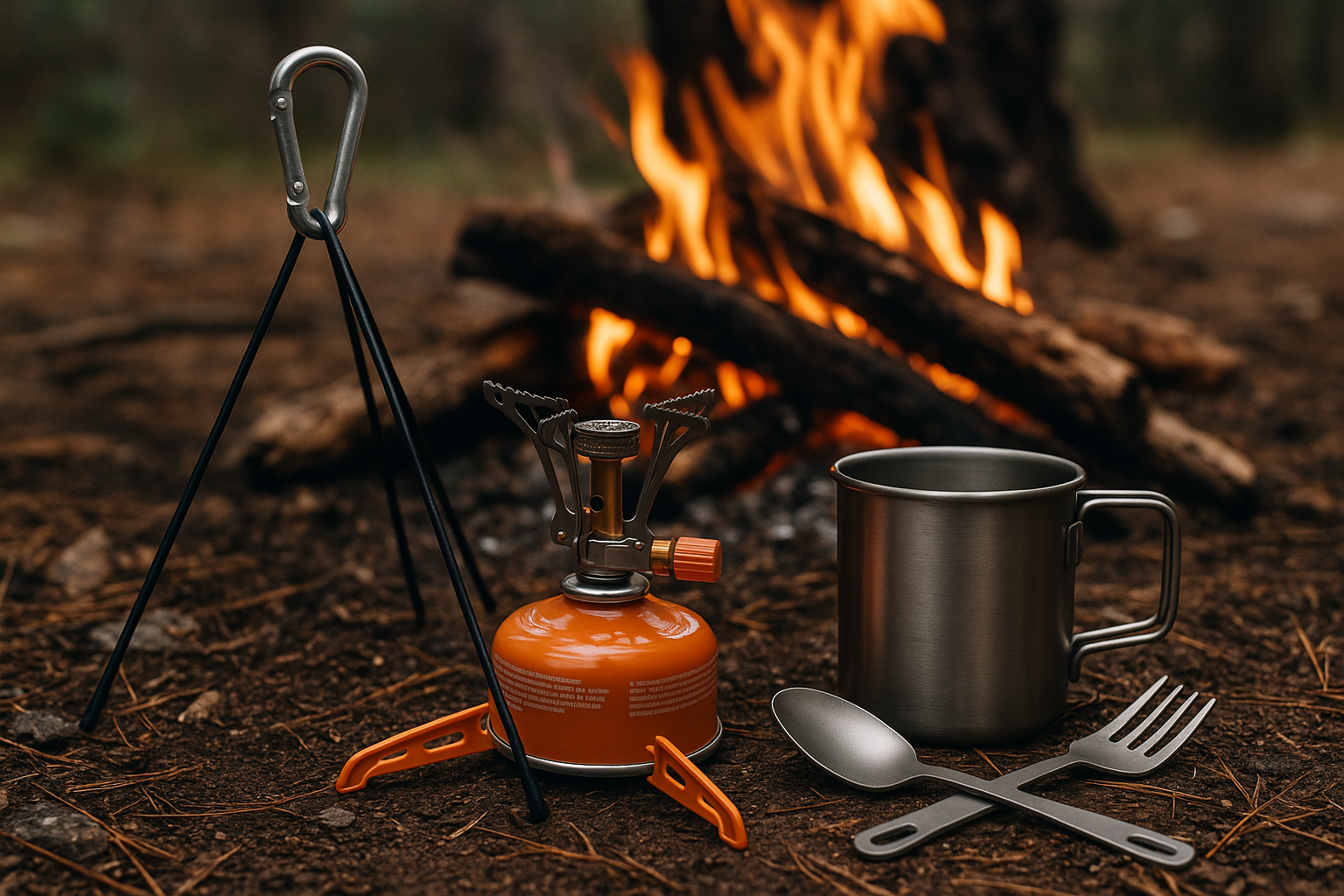 Odoland Camping Cookware Stove Carabiner Canister Stand Tripod and Stainless Steel Cup, Tank Bracket, Fork Spoon Kit for Backpacking, Outdoor Camping Hiking and Picnic Odoland Camping Cookware Stove Carabiner Canister Stand Tripod and Stainless Steel Cup, Tank Bracket, Fork Spoon Kit for Backpacking, Outdoor Camping Hiking and Picnic