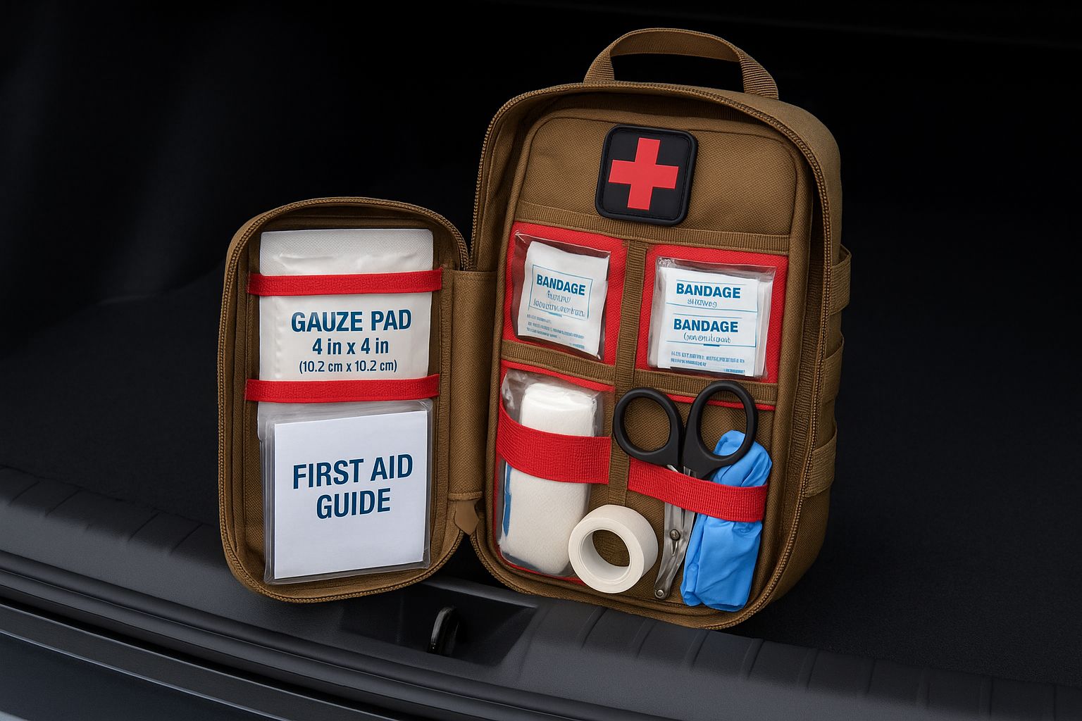 BODALLY Survival First Aid Kit for Car Emergency Preparedness- Comprehensive Emergency First Aid kit Survival Gear/Camping Gear in MOLLE Bag for Men Him Christmas