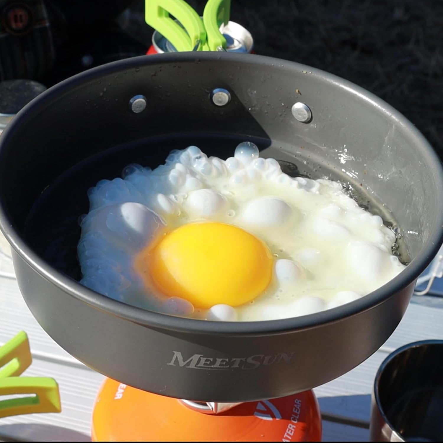 MEETSUN Lightweight Backpacking Cookware Set, Aluminum Camp Cooking Set with 1L Pot,Camping Mess Kit for with Folding Tableware Perfect for Backpacking Stove Kit,Outdoor,Hiking,Survival,Emergency.