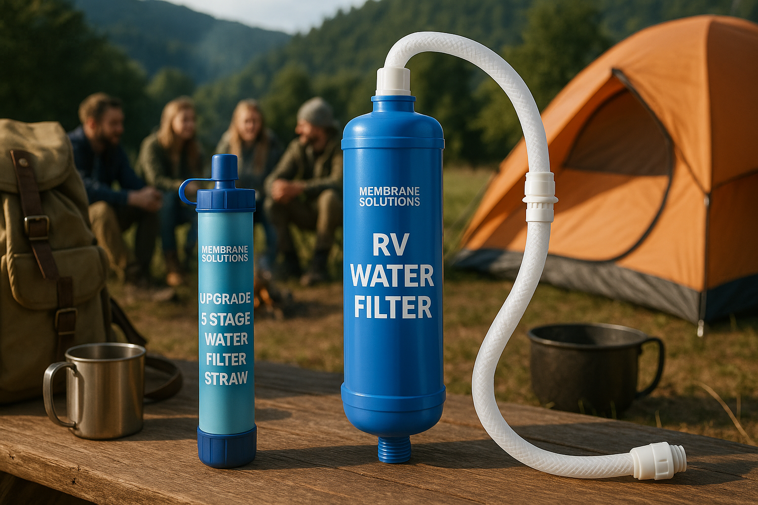 Membrane Solutions Upgrade Stage Water Filter Straw Pack and RV Water Filter Pack for Group Camping Emergency