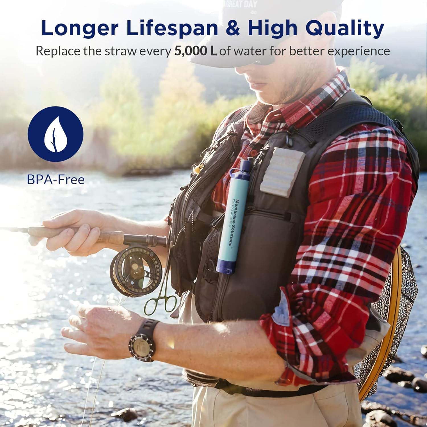 Membrane Solutions Upgrade Stage Water Filter Straw Pack and RV Water Filter Pack for Group Camping Emergency