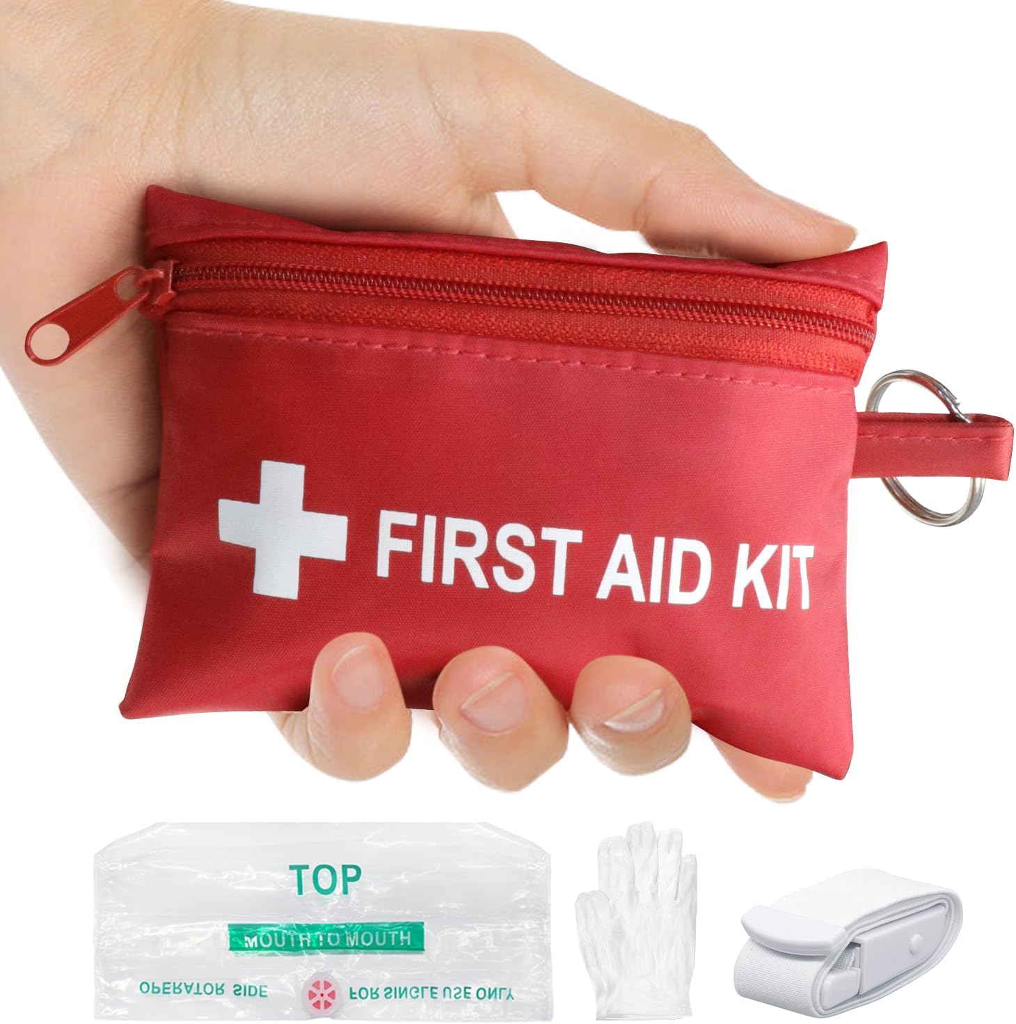 Mini First Aid Kit - CPR Keychain CPR Face Shield with Breathing Barrier Elastic Belt One Pair of Disposable Gloves for Travel Home Camping - Emergency Supplies (10 Set) Mini First Aid Kit - CPR Keychain CPR Face Shield with Breathing Barrier Elastic Belt One Pair of Disposable Gloves for Travel Home Camping - Emergency Supplies (10 Set)
