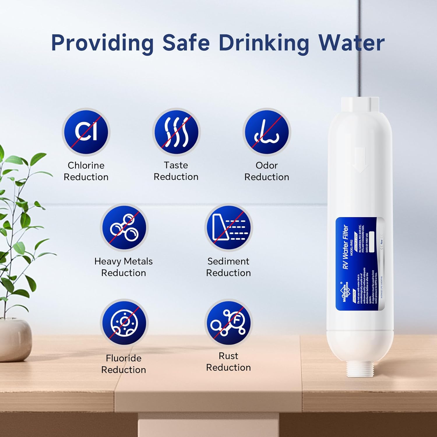 Membrane Solutions Upgrade 5 Stage Water Filter Straw 6 Pack and RV Water Filter 4 Pack for Group Camping Emergency